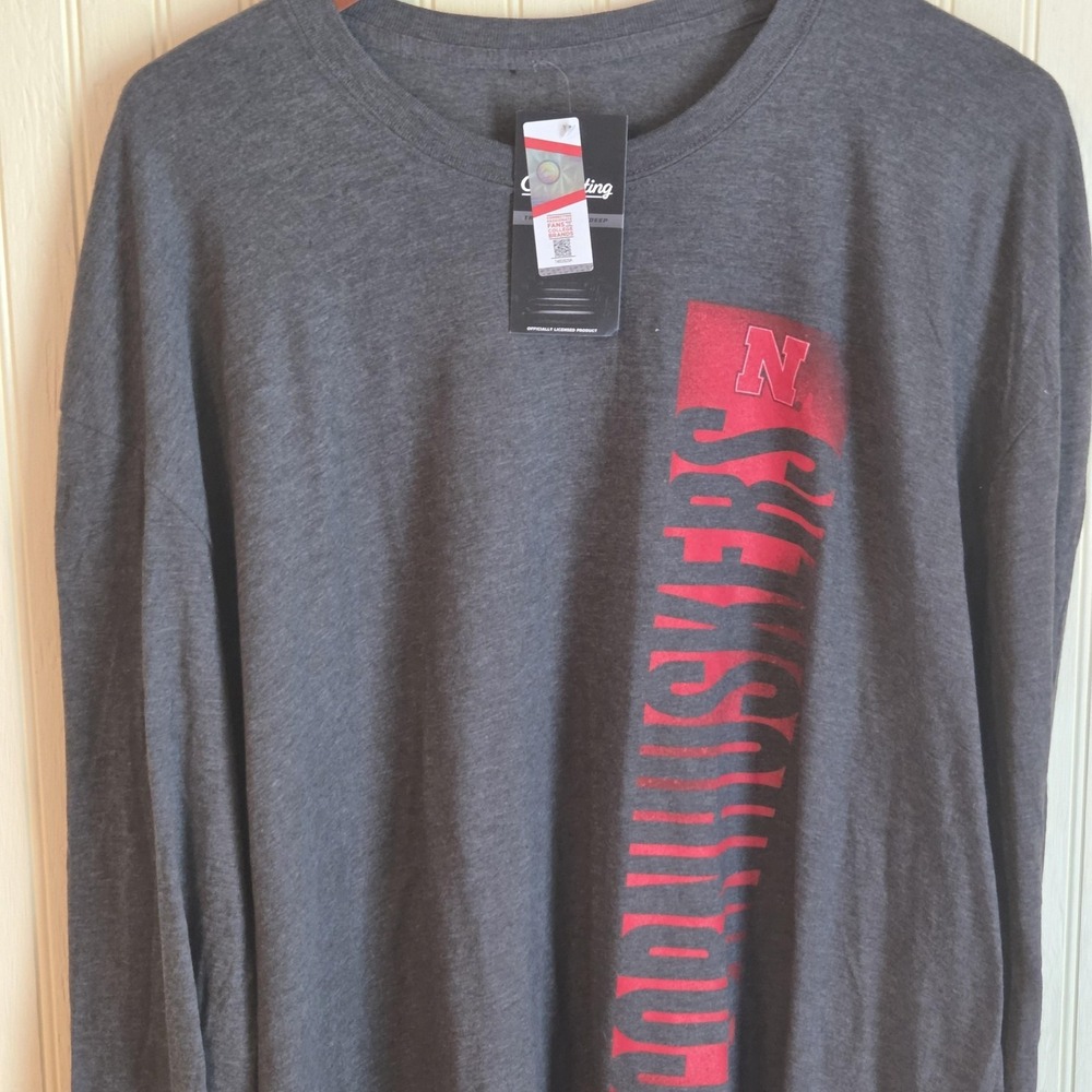 Nebraska Cornhuskers Long Sleeve Shirt Mens 3XL‎ Gray NCAA Football Captivating